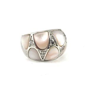 Mother of Pearl MOP Rhinestone Ring Size 7.75